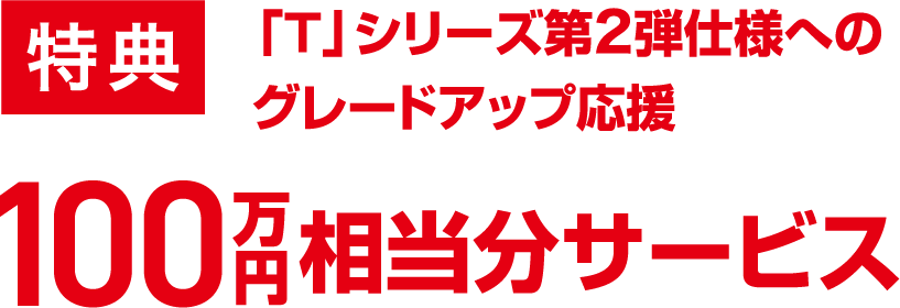 特典 「T」シリーズ第2弾仕様へのグレードアップ応援100万円相当分サービス