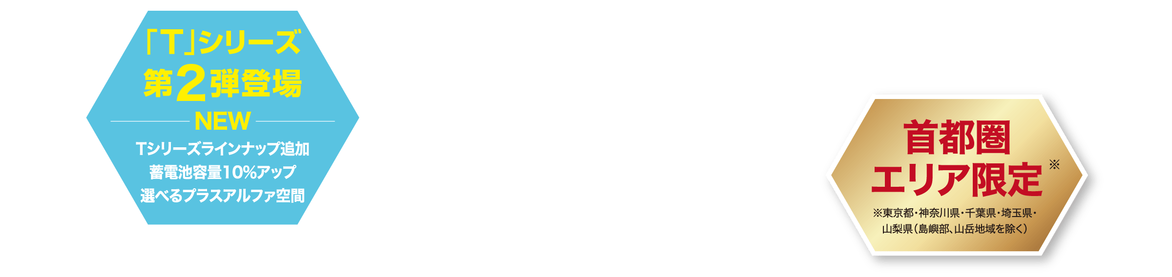 東京都環境性能向上支援事業※モデルセキスイハイム「T」シリーズ先進の省エネ性で、安心の未来へ。「T」シリーズ第2弾登場NEW「T」シリーズラインナップ追加蓄電池最大容量10％アップ選べるプラスアルファ空間首都圏エリア限定※東京都・神奈川県・千葉県・埼玉県・山梨県（島嶼部、山岳地域を除く）