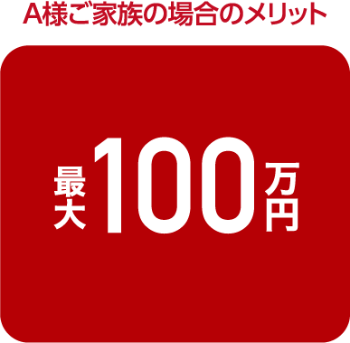 A様ご家族の場合のメリット最大100万円