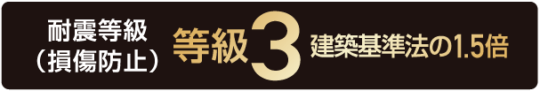 耐震等級（損傷防止）等級3 建築基準法の1.5倍